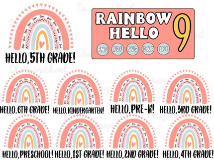 Rainbow School Grade Svg Bundle
