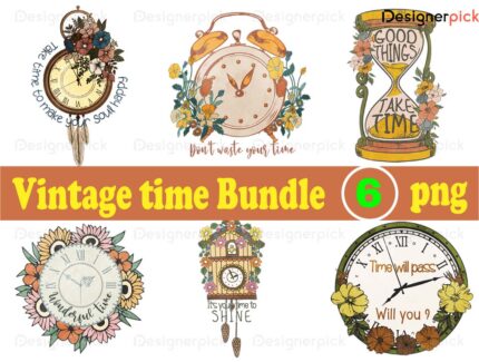 Vintage Time Sublimation Bundle, Vintage Time Png Bundle