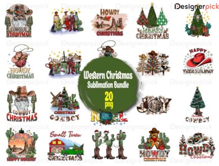 Western Christmas Sublimation Bundle, Cute Christmas Png