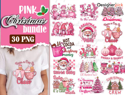 Pink Christmas Sublimation Png Bundle