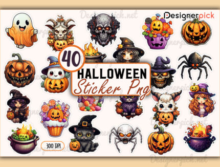 40 Halloween Sticker Png Bundle