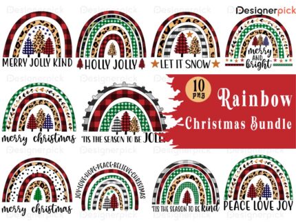 Christmas Rainbow Png Bundle