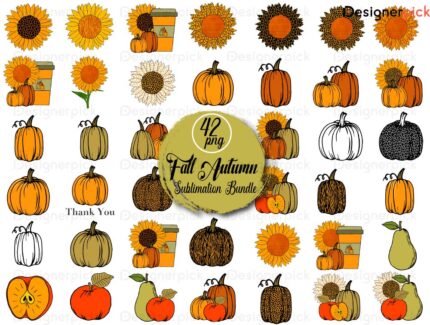 Fall Pumpkin Sublimation Bundle, Retro Pumpkin Png