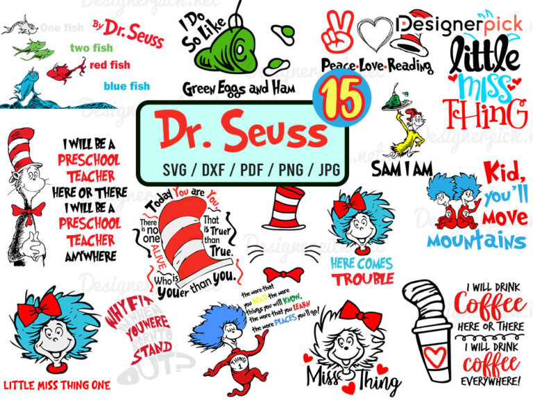 Dr Suess Svg Bundle, Dr Seuss Svg Clipart - Designerpick