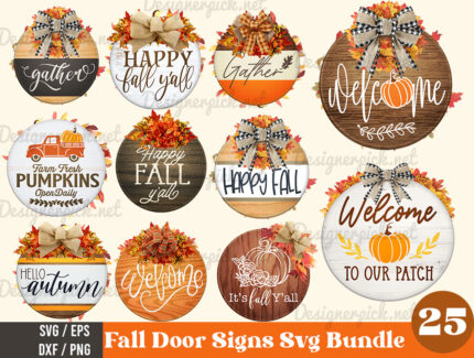 Fall Door Signs Png Bundle
