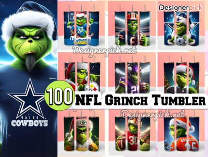 100 NFL Grinch Tumbler Bundle