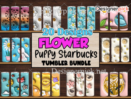 Flower Puffy Tumbler Bundle, Flower Tumbler Bundle