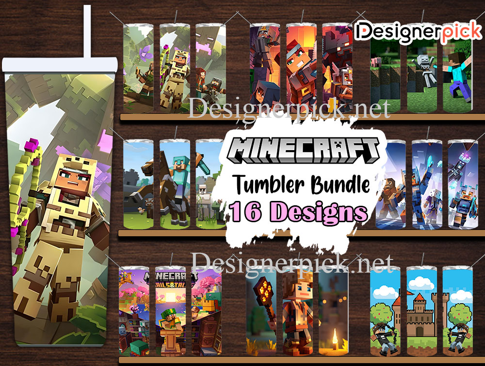 Colorful Minecraft Tumbler Sublimation Digital Download