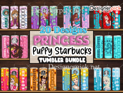 3D Princess Puffy Tumbler Bundle, Princess Tumbler Bundle