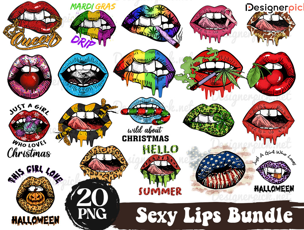 Animal Pattern Drip Lips SVG Bundle