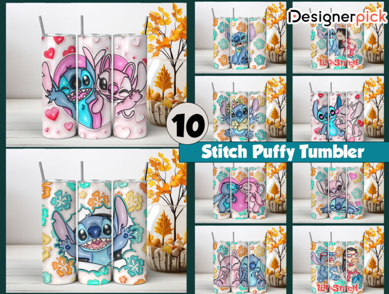 3d Stitch Puffy Tumbler Bundle, Stitch Tumbler Bundle - Best Quality ...