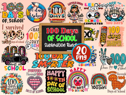 100 Days Of School Png Bundle, 100 Days Of School Sublimation Bundle
