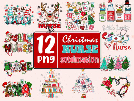 Christmas Nurse Sublimation Bundle, Nurse Christmas Png