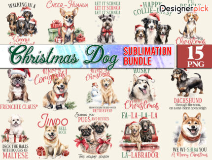 Christmas Dog Sublimation Bundle, Christmas Dogs Png, Xmas Dog Png