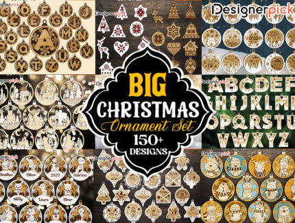 Christmas Ornament Set SVG, Christmas Laser cut Bundle