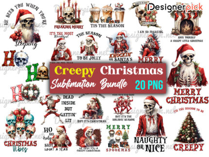 Creepy Christmas Sublimation Bundle, Creepy Christmas Png
