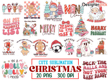 Cute Christmas Sublimation Bundle, Cute Christmas Png, Christmas Sublimation Bundle