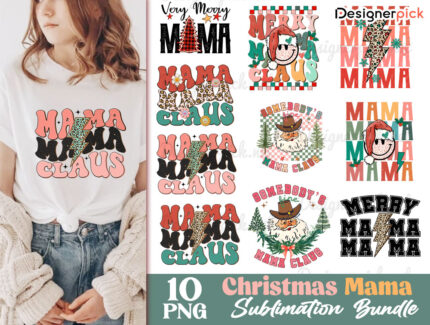 Christmas Mama Sublimation Bundle, Jolly Mama Png Bundle, Christmas Mama Png