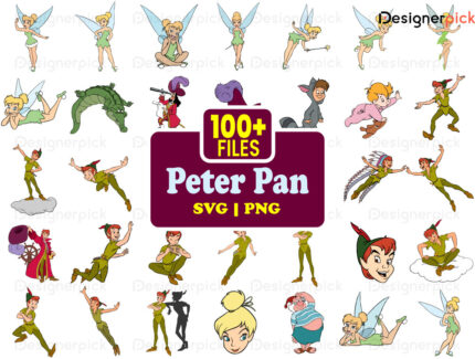 Peter Pan Svg Bundle, Layered Peter Pan Clipart, Cartoon Svg