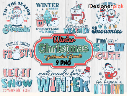 Winter Christmas Sublimation Bundle, Winter Christmas Png, Christmas Png Bundle