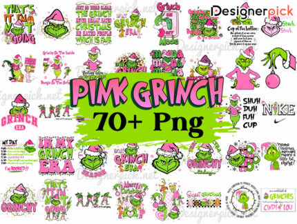 Pink Grinch PNG Bundle, Grinch Png, Pink Grinchmas Png