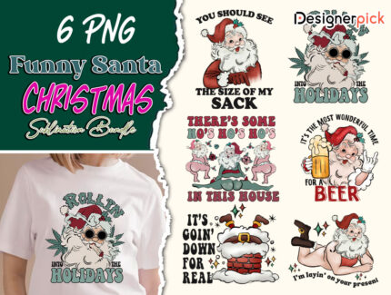 Funny Santa Sublimation Bundle, Funny Christmas Png Bundle, Christmas Sublimation Design