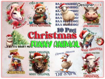 Christmas Animal Png, xmas Animal Png, Christmas Animal Clipart, Xmas Cow Png