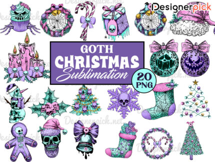 Goth Christmas Sublimation Bundle, Goth Christmas Png