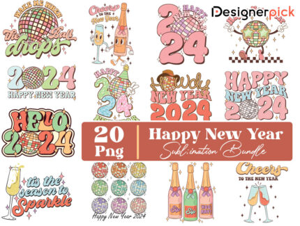 New Year 2024 Sublimation Bundle, New Year 2024 Sublimation png
