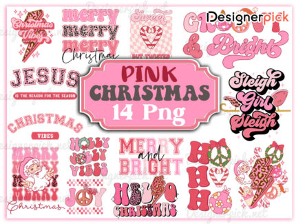Pink Christmas Sublimation Bundle, Pink Christmas Png, Pink Christmas Png Bundle