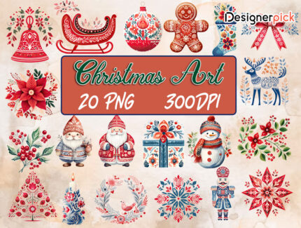 Christmas Art Png Bundle, Christmas Ornament Png, Santa Png