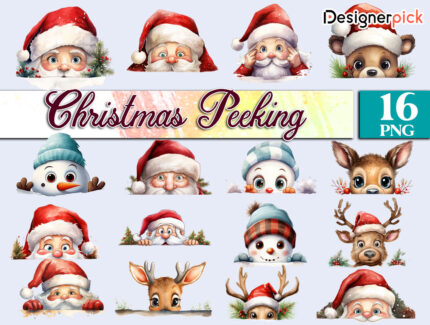 Christmas Peeking Sublimation Bundle, Christmas Peeking Png, Santa Peeking Png