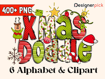 Christmas Doodle Alphabet Bundle, Christmas Doodle Alphabet, Xmas Letter