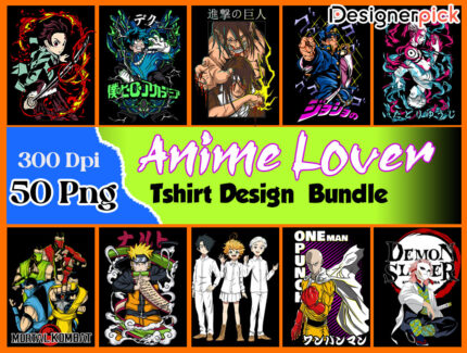 Anime Lover Png Bundle, Anime Clipart, Anime Tshirt Design bundle