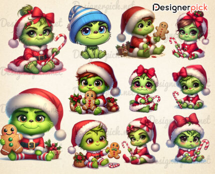 Baby Grinch Png, Christmas Grinch Png, Grinch Sublimation Bundle