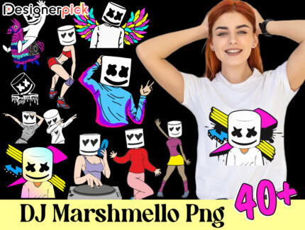 DJ Marshmello Png Bundle, Music Png, DJ Marshmello Tshirt Design bundle