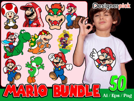 Super Mario Png Bundle, Super Mario Png Design, Super Mario T-shirt Design Bundle