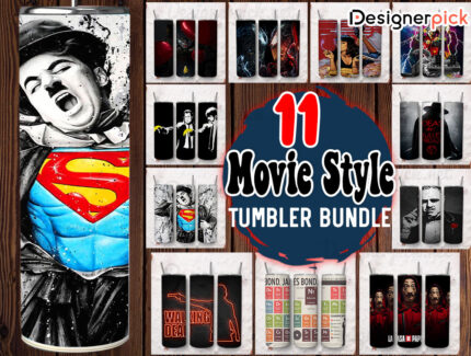 Movie Style Tumbler Bundle, Movies Tumbler Wrap, Tv Series Tumbler