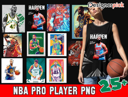 NBA Pro Player Png Bundle, NBA Player Tshirt Design, NBA Png Bundle