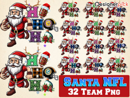 Ho Ho Ho Santa Nfl Png, Christmas Football Teams, Santa Hohoho Nfl