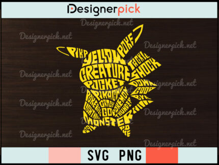 Pikachu Svg Design, Pokemon Svg, Pikachu Caligraphy Svg
