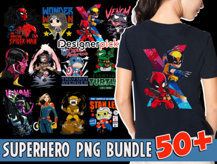 Superhero PNG bundle, Cartoon Clipart, Superhero T-shirt Design bundle
