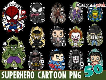 Superhero Cartoon Png Bundle, Superhero Kid Clipart, Avenger Png, Superman Png