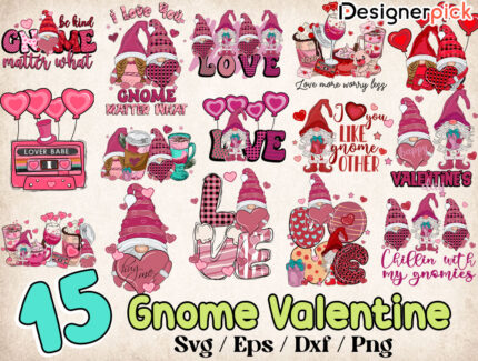 Gnome Valentine Svg Bundle, Valentine Svg Bundle, Love Gnome svg