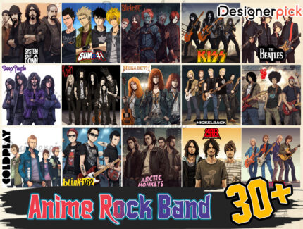 Anime Rock Svg Bundle, Rock Music Svg Bundle, Anime Music Png