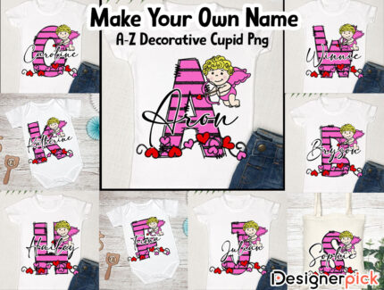 Name Place Valentine Alphabet Png, Cupid Personalised Kids Letters