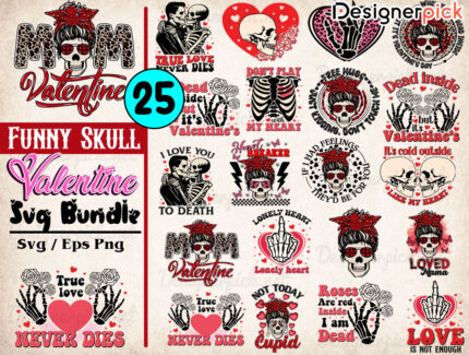 Funny Skull Valentine Svg Bundle, Horror Valentine, Valentine Sublimation Bundl