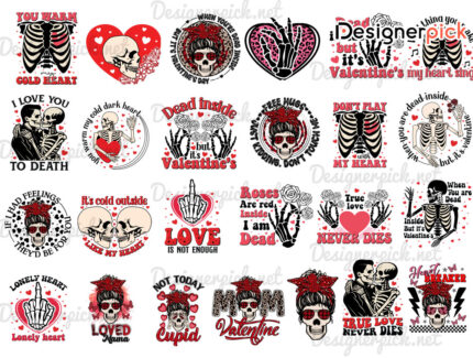 Funny Skull Valentine Svg Bundle, Horror Valentine, Valentine Sublimation Bundl