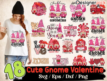 Cute Gnome Valentine Svg, Gnome Valentine Svg Bundle, Love Gnome svg