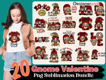 Gnome Valentine Sublimation Bundle,Valentine Png Bundle
